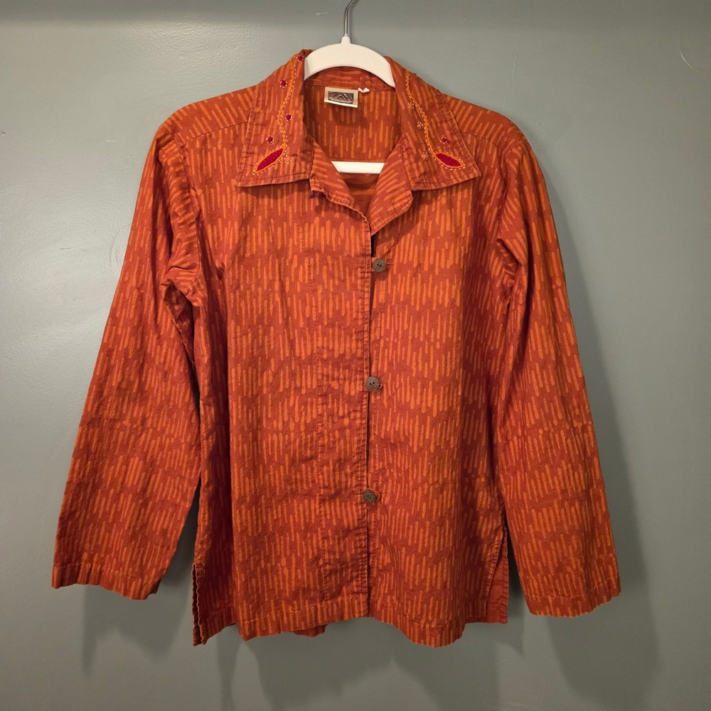 Marketplace Dignity Not Charity Women's Boho Long Sleeve Button Up Shirt, Size S